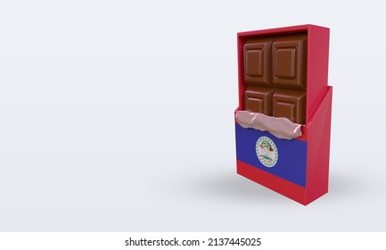 3d Chocolate Belize Flag Rendering Right View