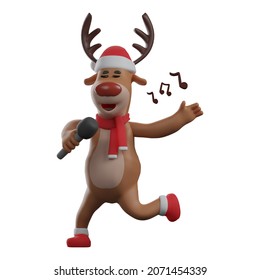 3D Christmas Deer Cartoon Design Sing A Song