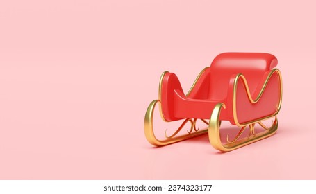 3d Christmas sleigh for santa claus isolated on pink background. merry christmas and happy new year, 3d render illustration - Powered by Shutterstock