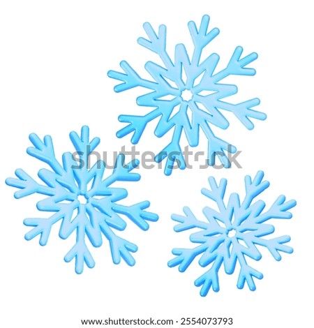 3D Christmas Transparent Snowflake Elements - Dark Blue