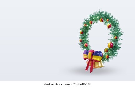 3d Christmas Wreath Chad Flag Rendering Right View