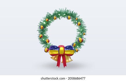 3d Christmas Wreath Chad Flag Rendering Front View