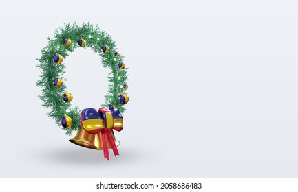 3d Christmas Wreath Chad Flag Rendering Left View