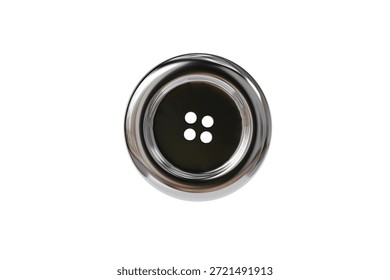 3d chrome sewing button icon. tailoring concept. minimal cartoon cgi style clothing fastener garment for fashion ecommerce. isolated on white transparent background. 3d render.