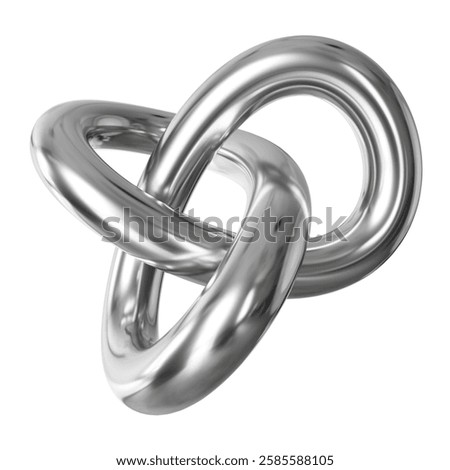 3D Chrome Silver abstract shape, futuristic metallic form. Render of geometric illustration