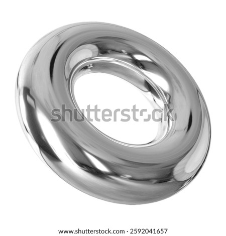 3D Chrome Silver abstract torus shape, futuristic metallic ilustration