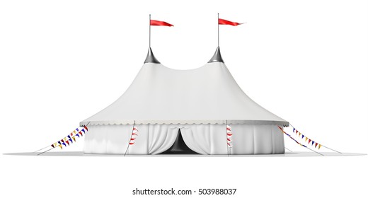 3d Circus Tent On White Background 3D Illustration