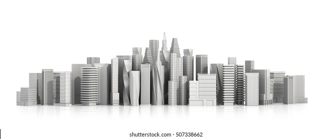 3d City Isolated On White Background Stock Illustration 507338662