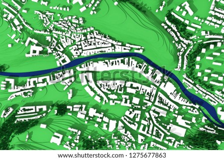 3d city master plan, construction concept view