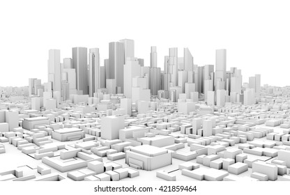 3d City Panorama Isolated On White Background