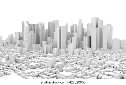 3d City Panorama Isolated On White Background