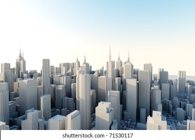 3d City In Sunny Day