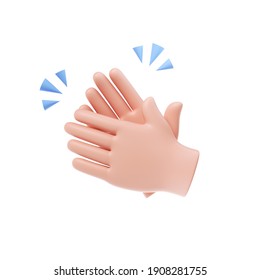 3D Clapping Hands icon isolated on white background. hands applauding, agreement and success concept. 3d render illustration