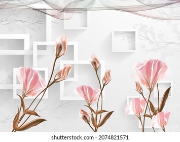 3d Classic Wallpaper Rose Flowers Light Stock Illustration 2074821571