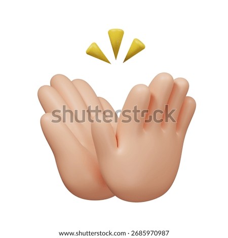 3D Clay Hands Clapping Gesture Isolated on White Background