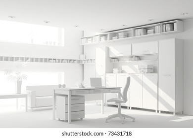 3d Clay Render Of A Modern Interior Design