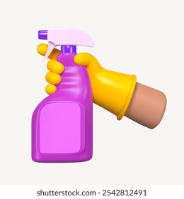 3D cleaning spray, element illustration. 3D illustration of hand holding cleaning spray isolated on white plain background. Illustration for cleaning service, home care spray, house keeping concept. - Powered by Shutterstock