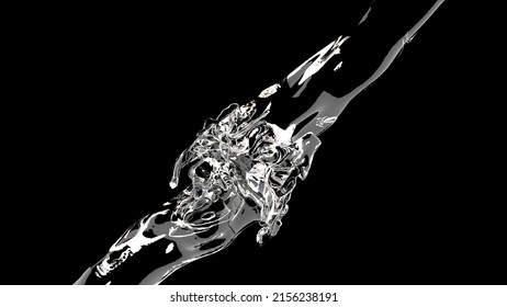 3d Clear Water Splash On Black Background Fresh Water 3d Render