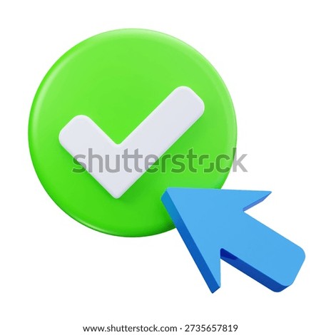3D Click Checkmark Approval Confirmation Icon