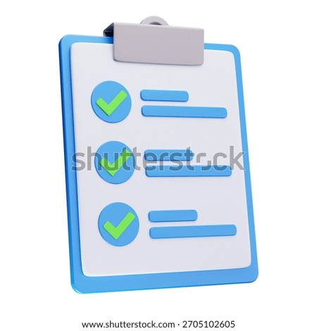 3D Clipboard Completed Checklist Task Icon