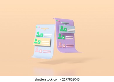 3D Clipboard And Data Exchange Display, Notepad Icon, Compare Accuracy On Yellow Background. Accurate 3D Rendering Illustratio