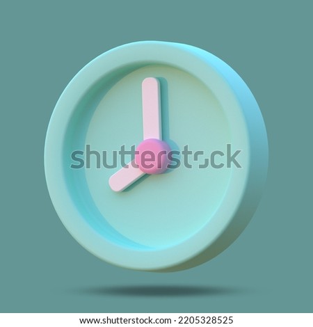 3d clock color icon. Three dimensional render illustration.