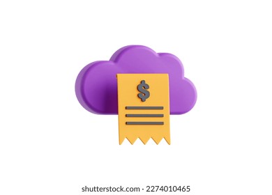 3d cloud invoice 3d render illustration