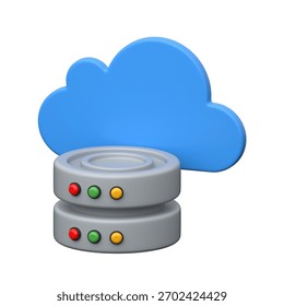 3D cloud and server icon representing cloud computing and data storage