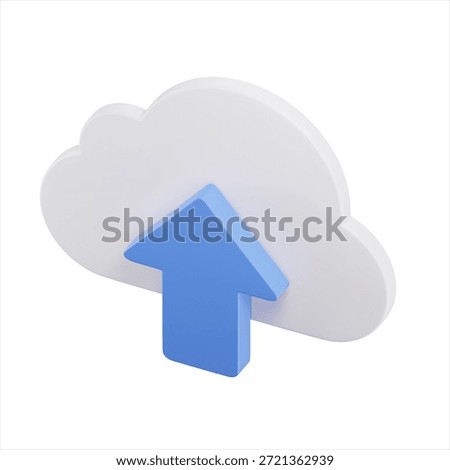 3D Cloud Upload Icon for File Sharing and Backup