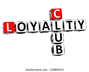 3D Club Loyalty Crossword On White Background