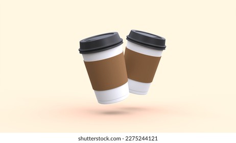 3D Coffee. two coffee isolated on background. 3D rendering - Powered by Shutterstock