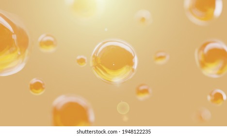 3D Collagen Skin Serum and Vitamin illustration isolated on orange background. concept skin care cosmetics solution. 3d rendering.