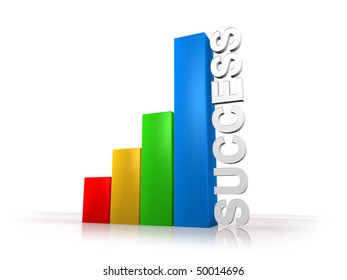 3d Colored Graph Bars Word Success Stock Illustration 50014696 ...