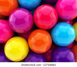 3D Colorful Balls Close Up