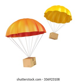 3d Colorful Parachute And Present Box
