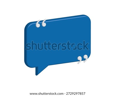 3d colorful rounded rectangular speech bubbles with quotation marks in the corners, in blue colors, isolated on a white background. 
