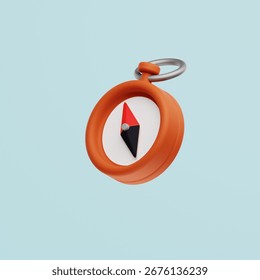 3D Compass Icon – Orange Navigation Tool Isolated on Blue Background
