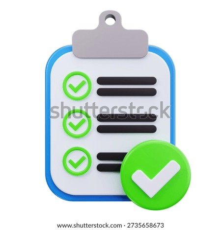 3D Completed Task Clipboard Success Icon