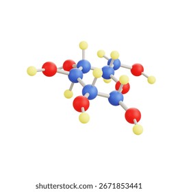 "3D complex organic molecular structure with multiple atoms, perfect for chemistry education, biology research, and scientific illustration projects."