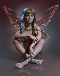 3d Computer Graphics Of A Fairy With Butterfly Wings