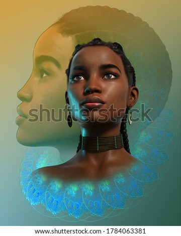3d computer graphics of a Portrait of a confident blac woman