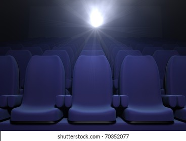 3d Computer Image Of Blue  Cinema Seats