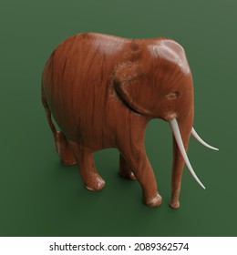 3d computer rendered illustration of a wooden model of an elephant.
