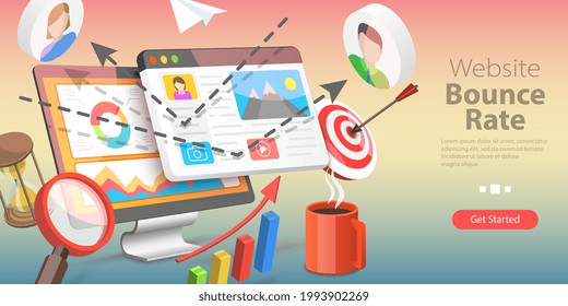 3D Conceptual Illustration Of Website Bounce Rate, Digital Marketing Analysis