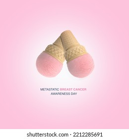 3d cone icream looks like a breast it's represent Metastatic Breast Cancer Awareness Day. 3d illustration. 3d illustration. - Powered by Shutterstock