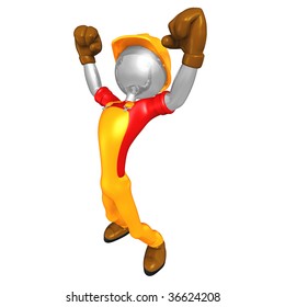 3D Construction Worker Character
