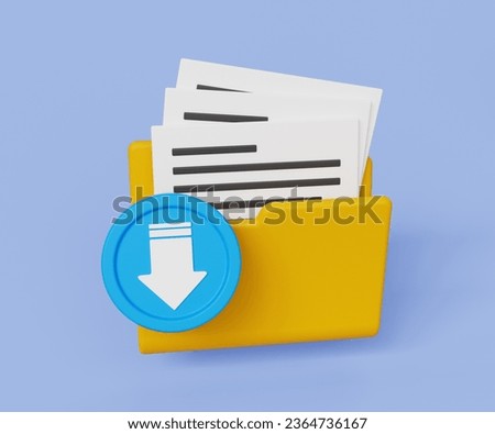 3D creative download icon. Download documents, image or video content, digital file. Storage, transfer digitally. 3d illustration