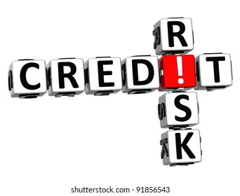 3D Credit Risk Crossword On White Background
