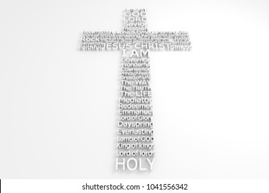 3D Cross Made Composed of The Many Biblical Names of JESUS CHRIST