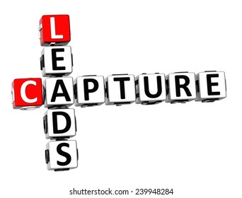 3D Crossword Capture Leads On White Background 